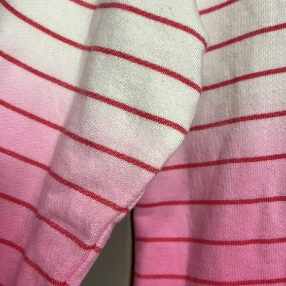 T By Talbots | 1/4 Zip Sweatshirt Pink Ombre Stripe Pullover Size Large - Picture 3 of 5